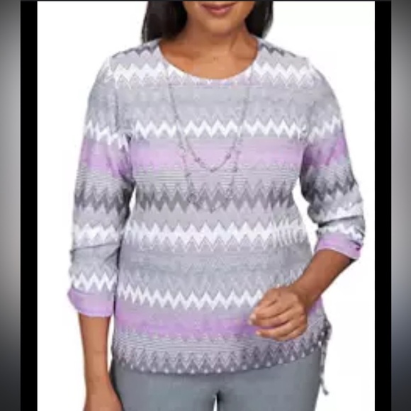 Alfred Dunner Womans Size XL Top 3/4 Sleeve Lightweight Knit Shirt - Picture 3 of 12